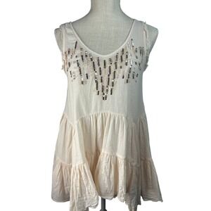Free People Sleeveless Tiered Sequin Embellished Dress Top